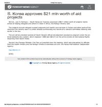  S. Korea approves $21 mln